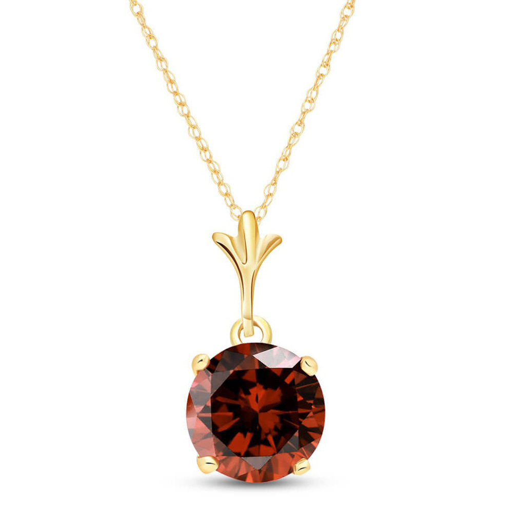14K. SOLID GOLD NECKLACE WITH NATURAL GARNET (Yellow Gold)